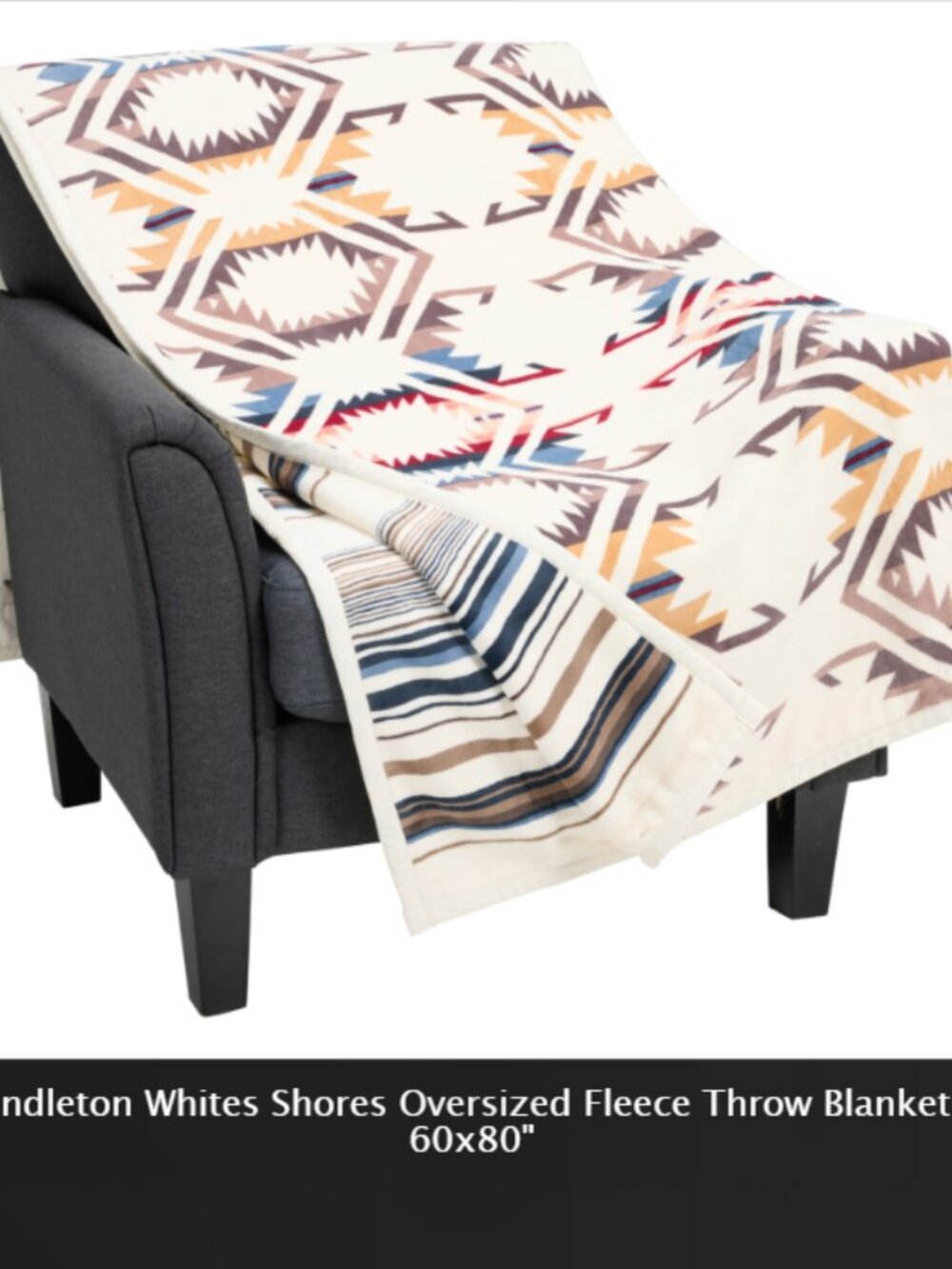 NEW Pendleton Whites Shores Oversized Fleece Throw Blanket - 60x80" 492S 268